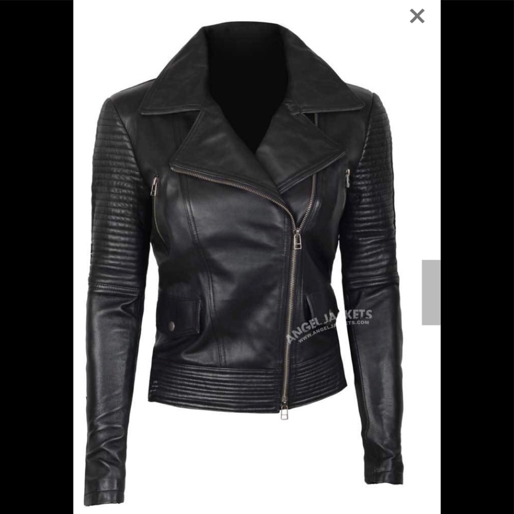 Angels Jackets-Black quilted leather jacket